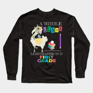 A Whole Llama Learning Going On First Grade Back To School Long Sleeve T-Shirt